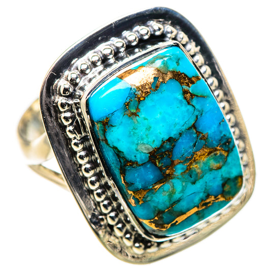 Blue Copper Composite Turquoise Rings handcrafted by Ana Silver Co - RING132792 - Photo 2