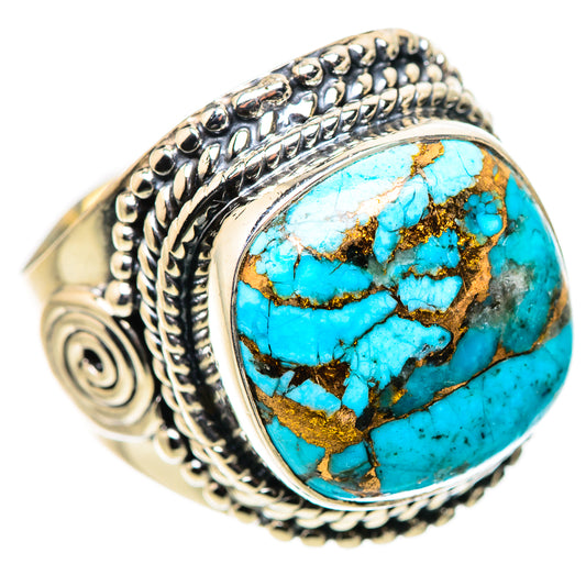 Blue Copper Composite Turquoise Rings handcrafted by Ana Silver Co - RING132798 - Photo 2