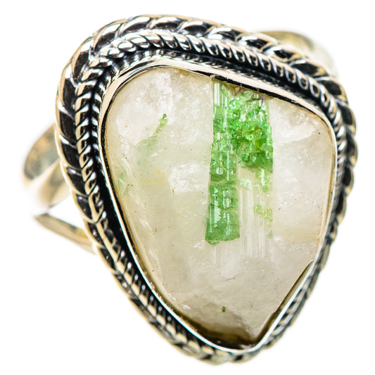 Green Tourmaline In Quartz Rings handcrafted by Ana Silver Co - RING132799 - Photo 2