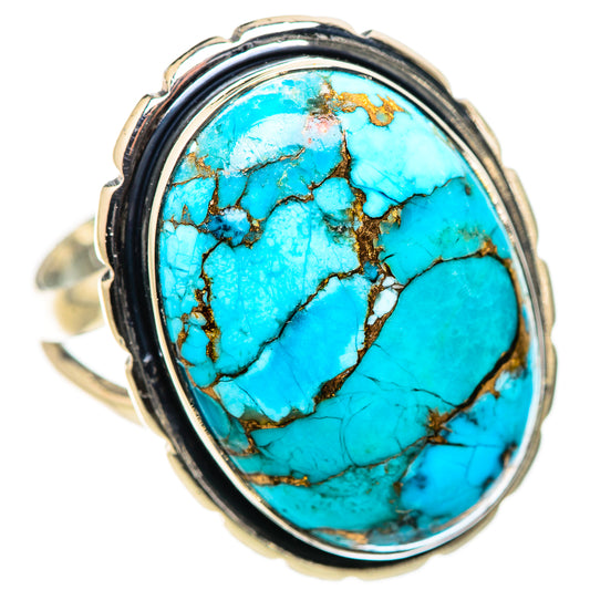 Blue Copper Composite Turquoise Rings handcrafted by Ana Silver Co - RING132826 - Photo 2