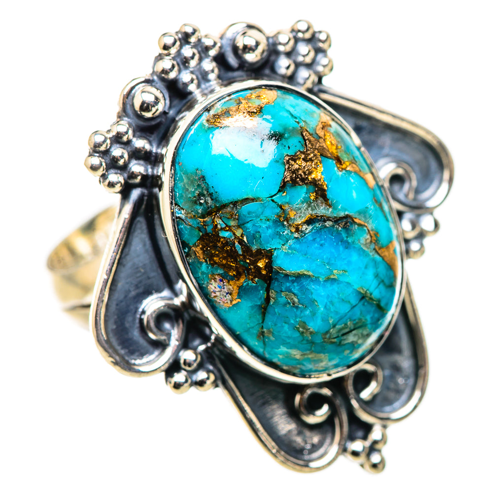Blue Copper Composite Turquoise Rings handcrafted by Ana Silver Co - RING132849 - Photo 2