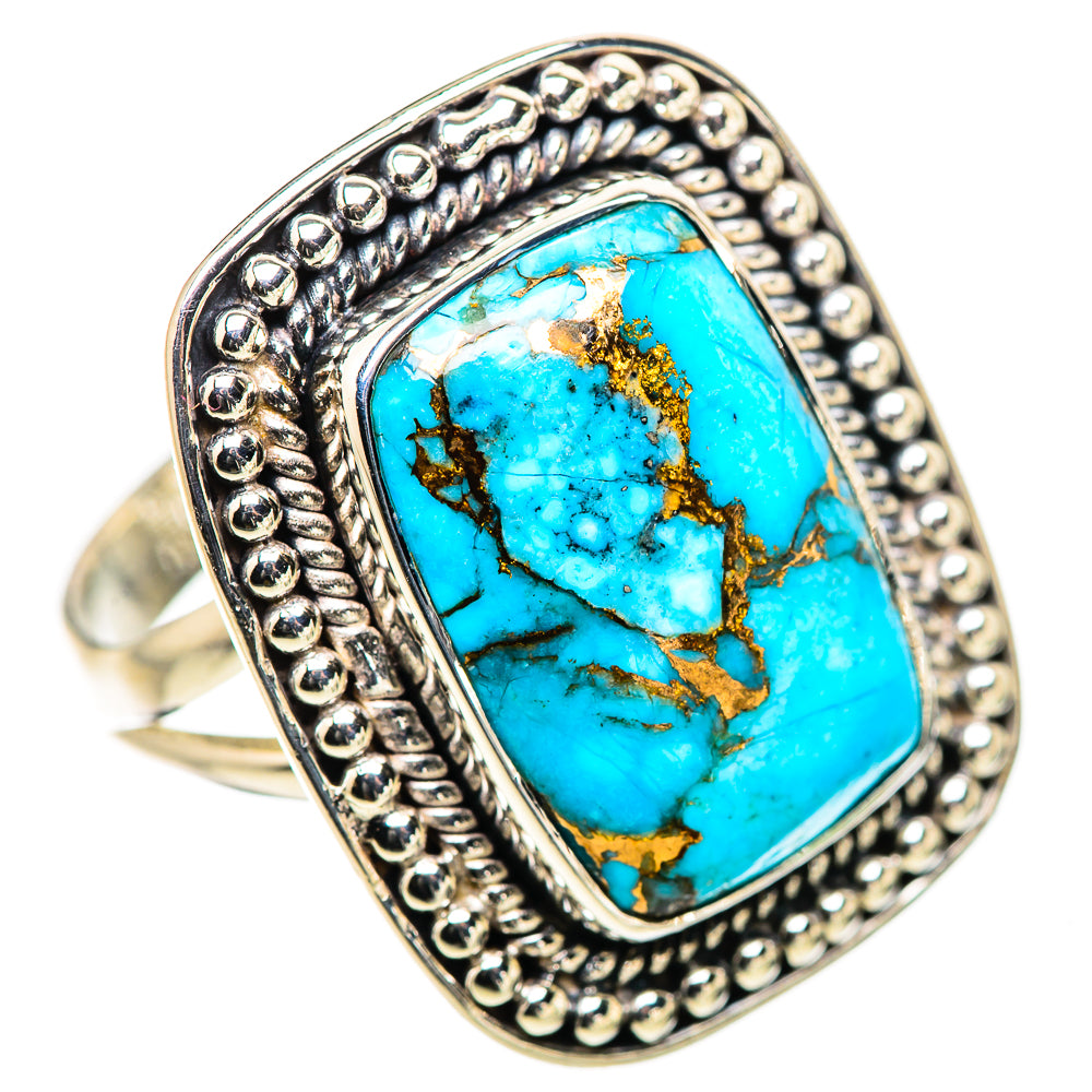 Blue Copper Composite Turquoise Rings handcrafted by Ana Silver Co - RING132853 - Photo 2