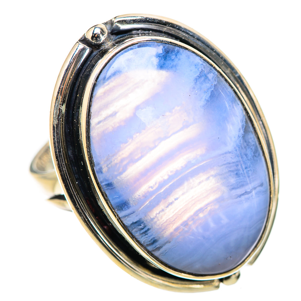 Blue Lace Agate Rings handcrafted by Ana Silver Co - RING132865 - Photo 2