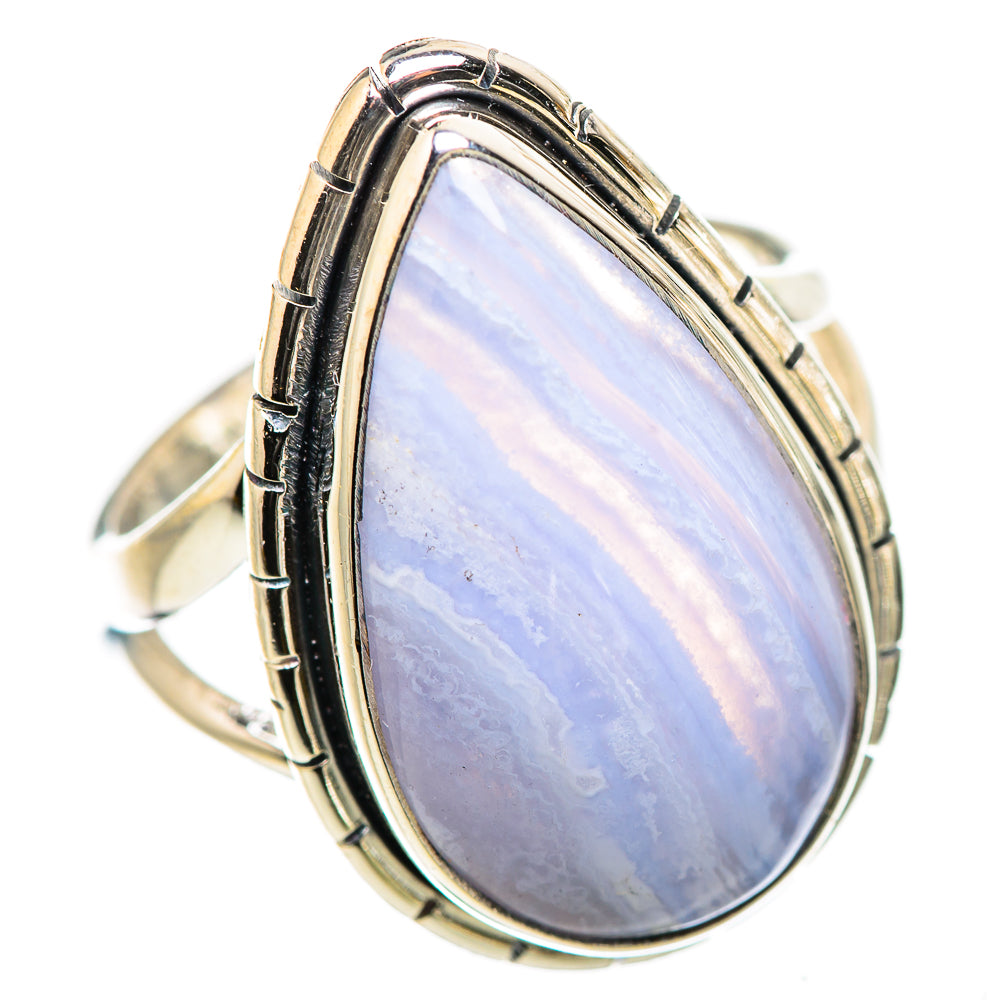 Blue Lace Agate Rings handcrafted by Ana Silver Co - RING132889 - Photo 2