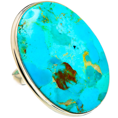 Kingman Mohave Turquoise Rings handcrafted by Ana Silver Co - RING132926 - Photo 2
