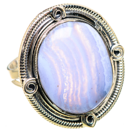 Blue Lace Agate Rings handcrafted by Ana Silver Co - RING132949 - Photo 2