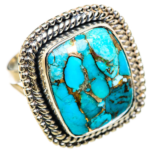 Blue Copper Composite Turquoise Rings handcrafted by Ana Silver Co - RING132964 - Photo 2