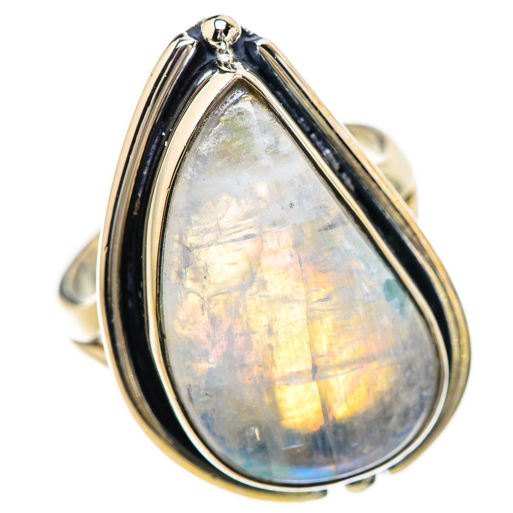 Rainbow Moonstone Rings handcrafted by Ana Silver Co - RING133009 - Photo 2