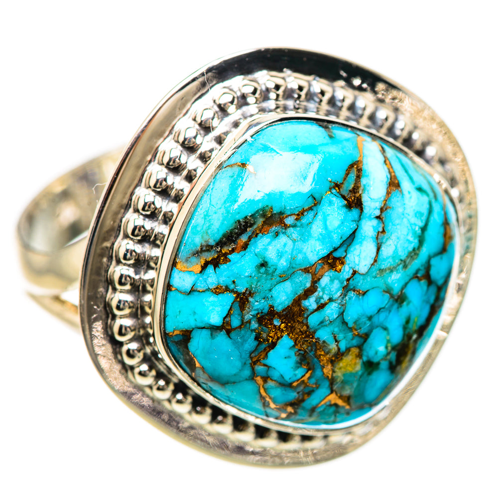 Blue Copper Composite Turquoise Rings handcrafted by Ana Silver Co - RING133015 - Photo 2