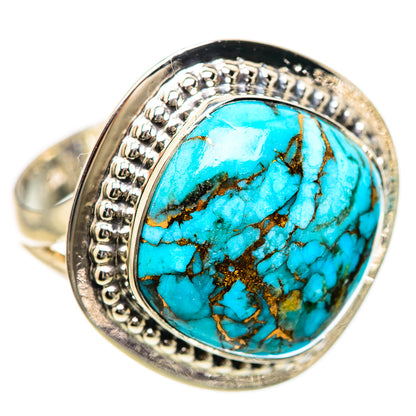 Blue Copper Composite Turquoise Rings handcrafted by Ana Silver Co - RING133015 - Photo 2
