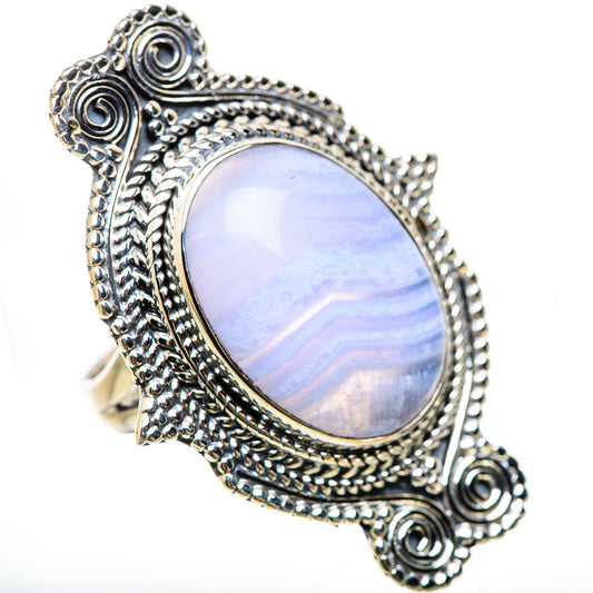 Blue Lace Agate Rings handcrafted by Ana Silver Co - RING133067 - Photo 2