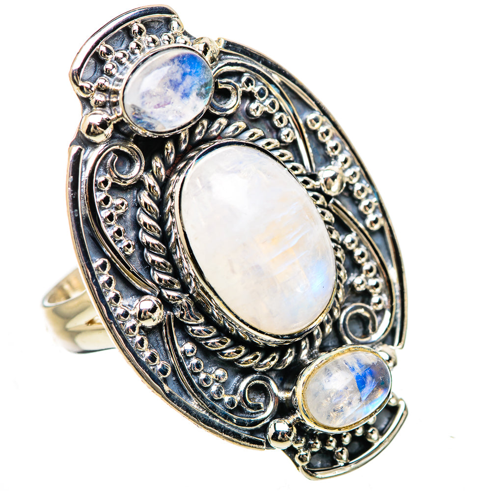 Rainbow Moonstone Rings handcrafted by Ana Silver Co - RING133069 - Photo 2