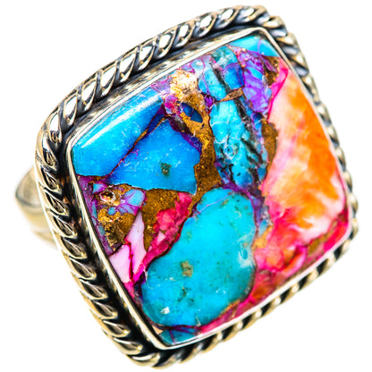 Kingman Pink Dahlia Turquoise Rings handcrafted by Ana Silver Co - RING133073 - Photo 2