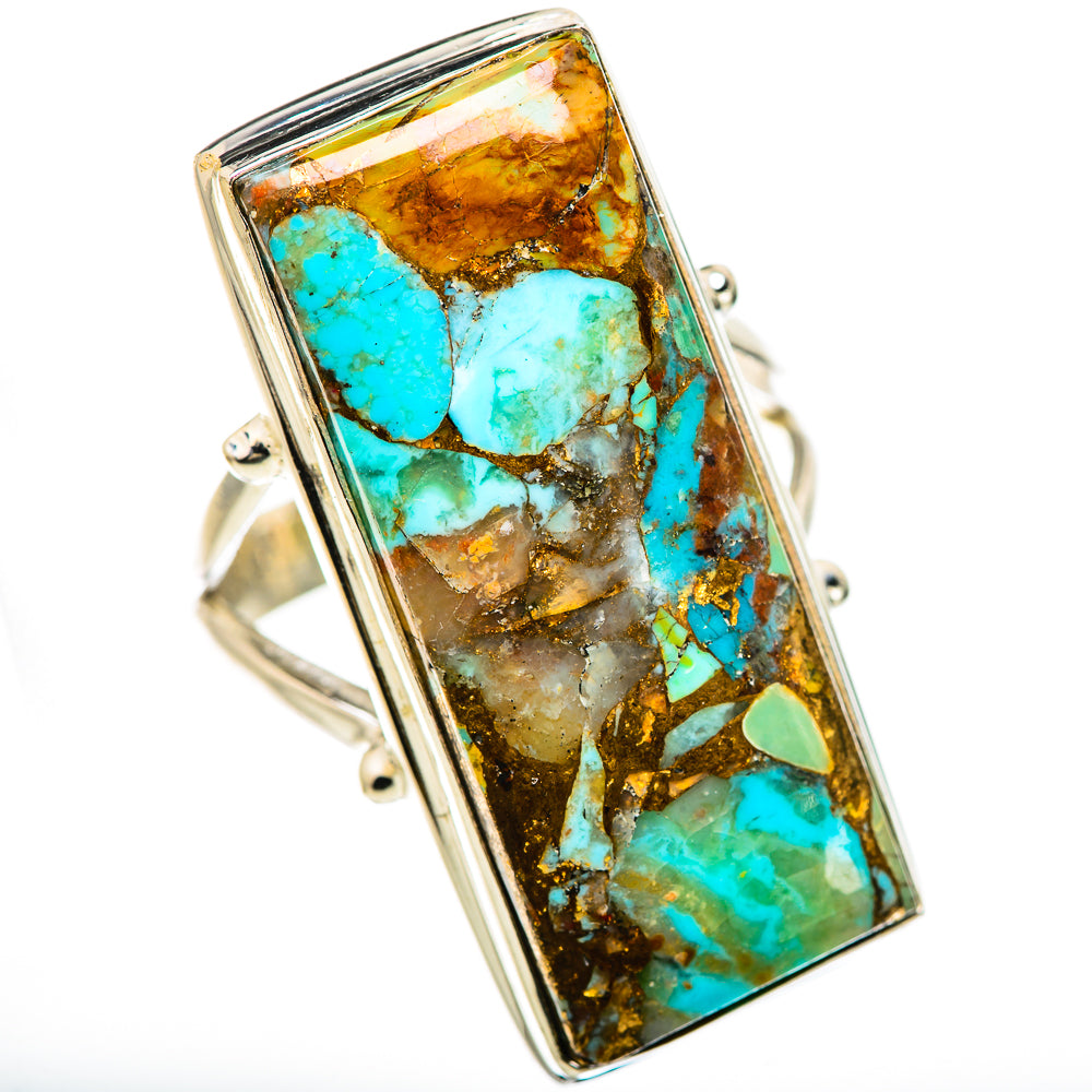 Blue Copper Composite Turquoise Rings handcrafted by Ana Silver Co - RING133080 - Photo 2