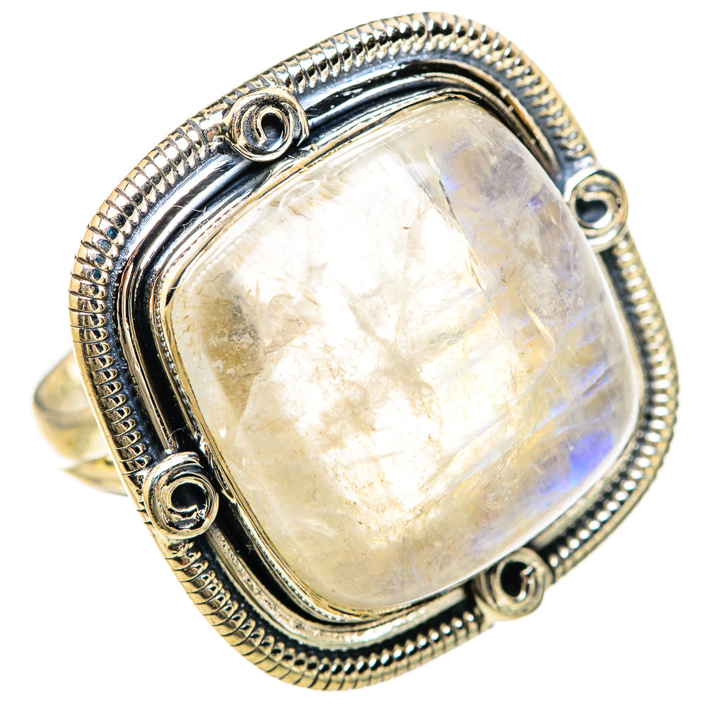 Rainbow Moonstone Rings handcrafted by Ana Silver Co - RING133103 - Photo 2