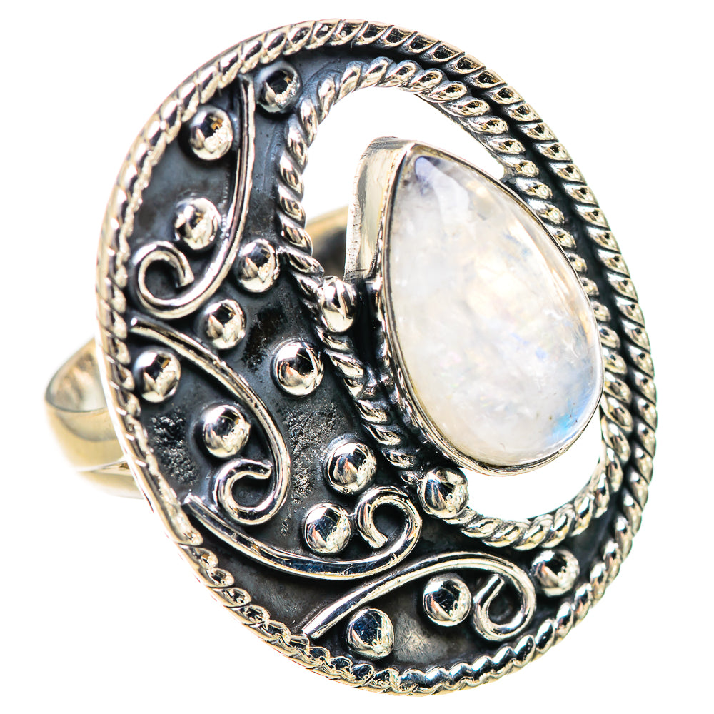 Rainbow Moonstone Rings handcrafted by Ana Silver Co - RING133134 - Photo 2