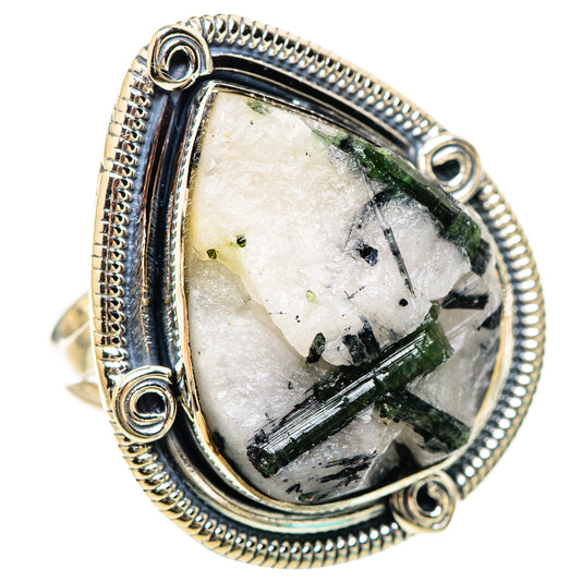 Green Tourmaline In Quartz Rings handcrafted by Ana Silver Co - RING133151 - Photo 2