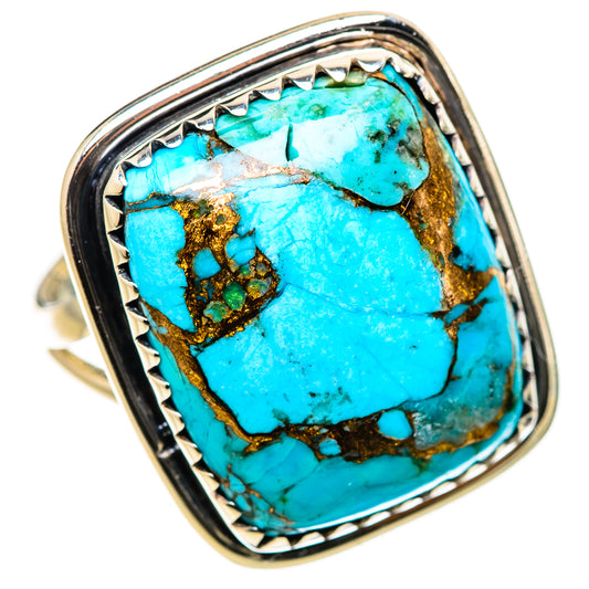 Blue Copper Composite Turquoise Rings handcrafted by Ana Silver Co - RING133191 - Photo 2