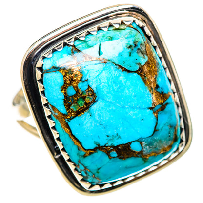 Blue Copper Composite Turquoise Rings handcrafted by Ana Silver Co - RING133191 - Photo 2