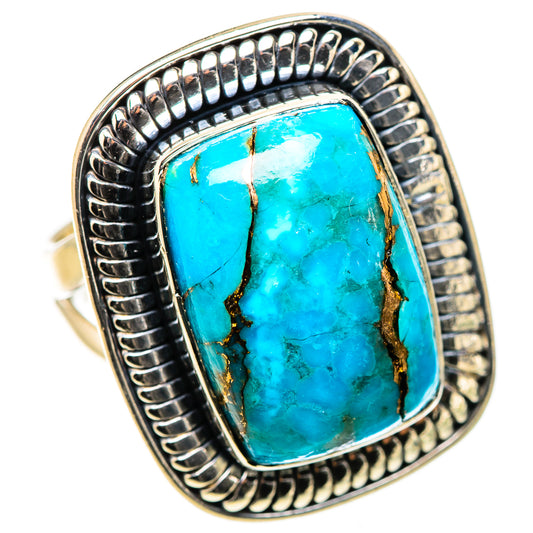 Blue Copper Composite Turquoise Rings handcrafted by Ana Silver Co - RING133216 - Photo 2