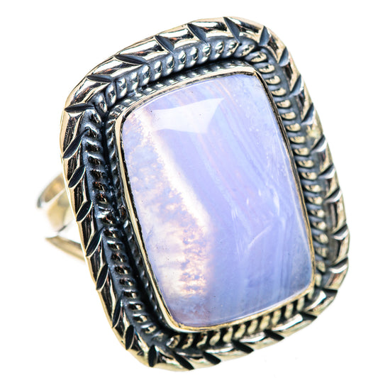 Blue Lace Agate Rings handcrafted by Ana Silver Co - RING133231 - Photo 2