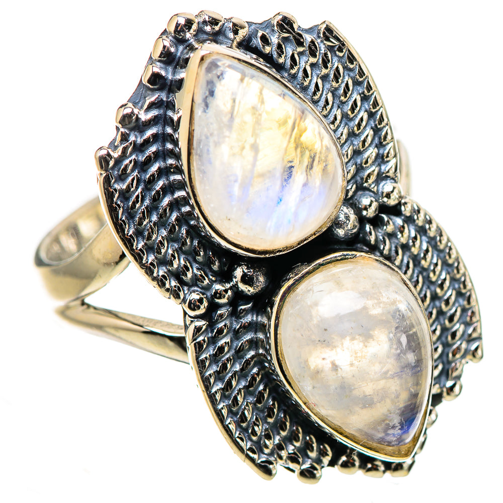 Rainbow Moonstone Rings handcrafted by Ana Silver Co - RING133251 - Photo 2