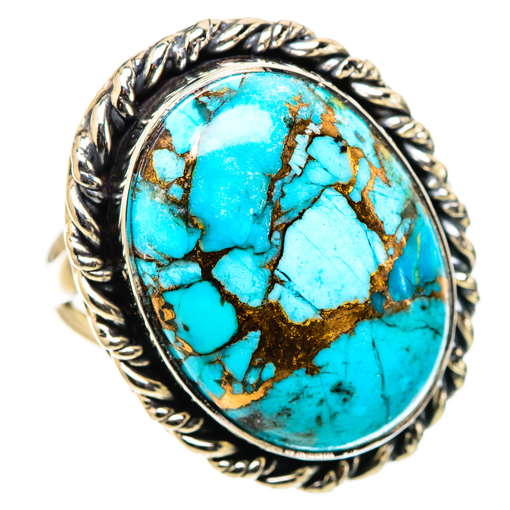 Blue Copper Composite Turquoise Rings handcrafted by Ana Silver Co - RING133259 - Photo 2