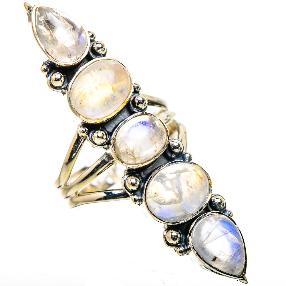 Rainbow Moonstone Rings handcrafted by Ana Silver Co - RING133277 - Photo 2