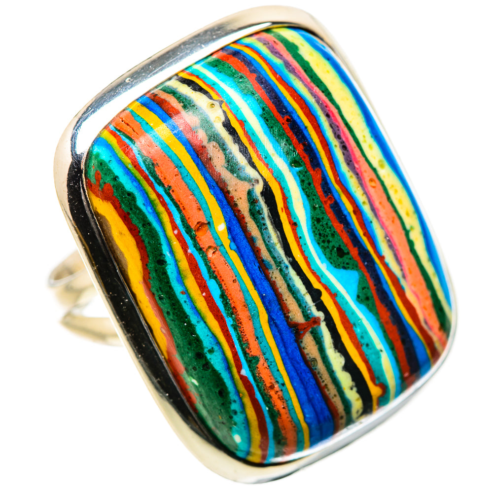 Rainbow Calsilica Rings handcrafted by Ana Silver Co - RING133330 - Photo 2