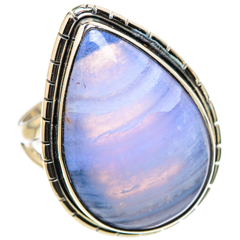 Blue Lace Agate Rings handcrafted by Ana Silver Co - RING133345 - Photo 2