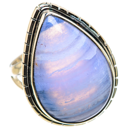 Blue Lace Agate Rings handcrafted by Ana Silver Co - RING133345 - Photo 2