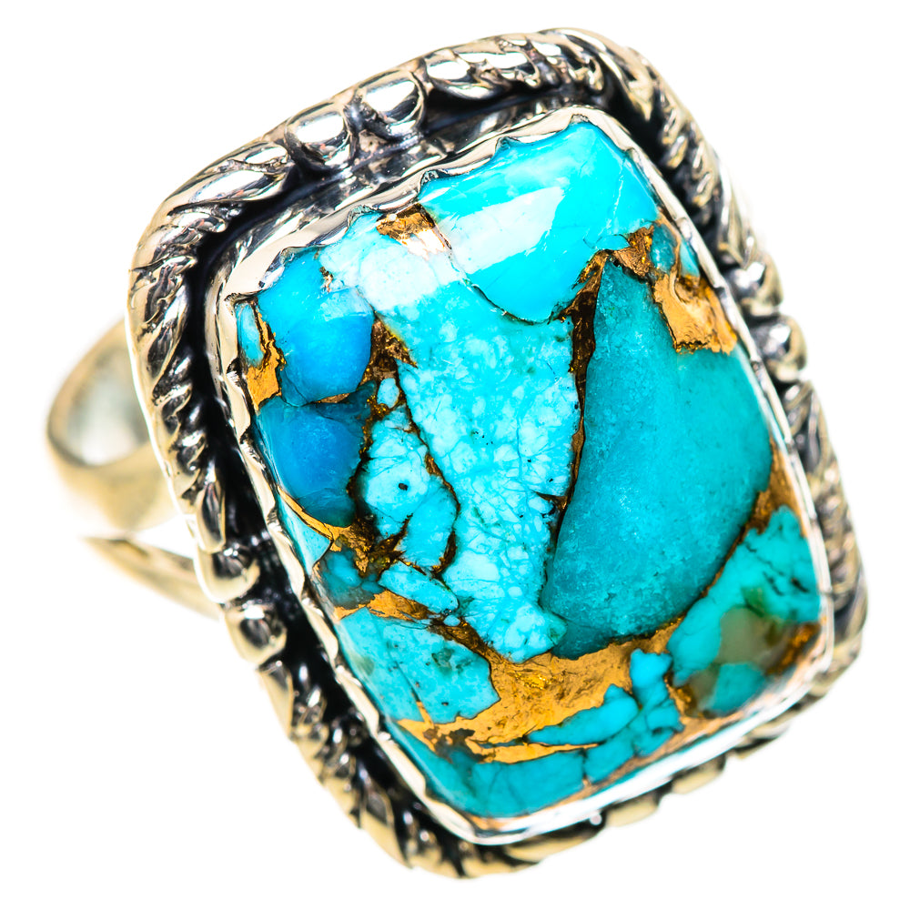 Blue Copper Composite Turquoise Rings handcrafted by Ana Silver Co - RING133364 - Photo 2