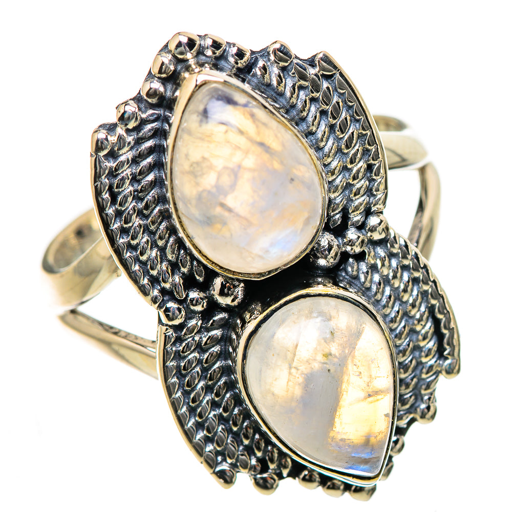 Rainbow Moonstone Rings handcrafted by Ana Silver Co - RING133379 - Photo 2