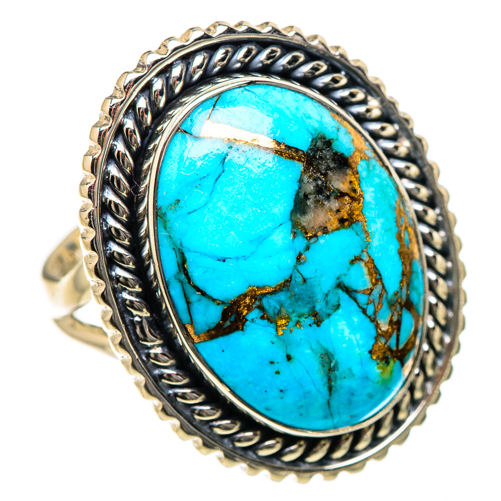 Blue Copper Composite Turquoise Rings handcrafted by Ana Silver Co - RING133428 - Photo 2