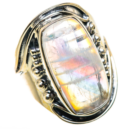 Rainbow Moonstone Rings handcrafted by Ana Silver Co - RING133442 - Photo 2