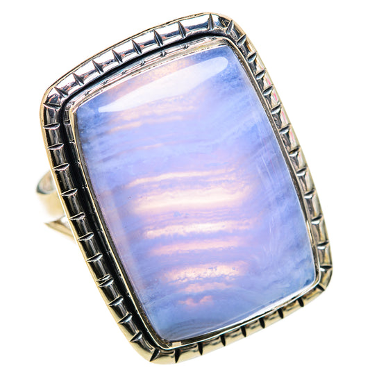 Blue Lace Agate Rings handcrafted by Ana Silver Co - RING133463 - Photo 2