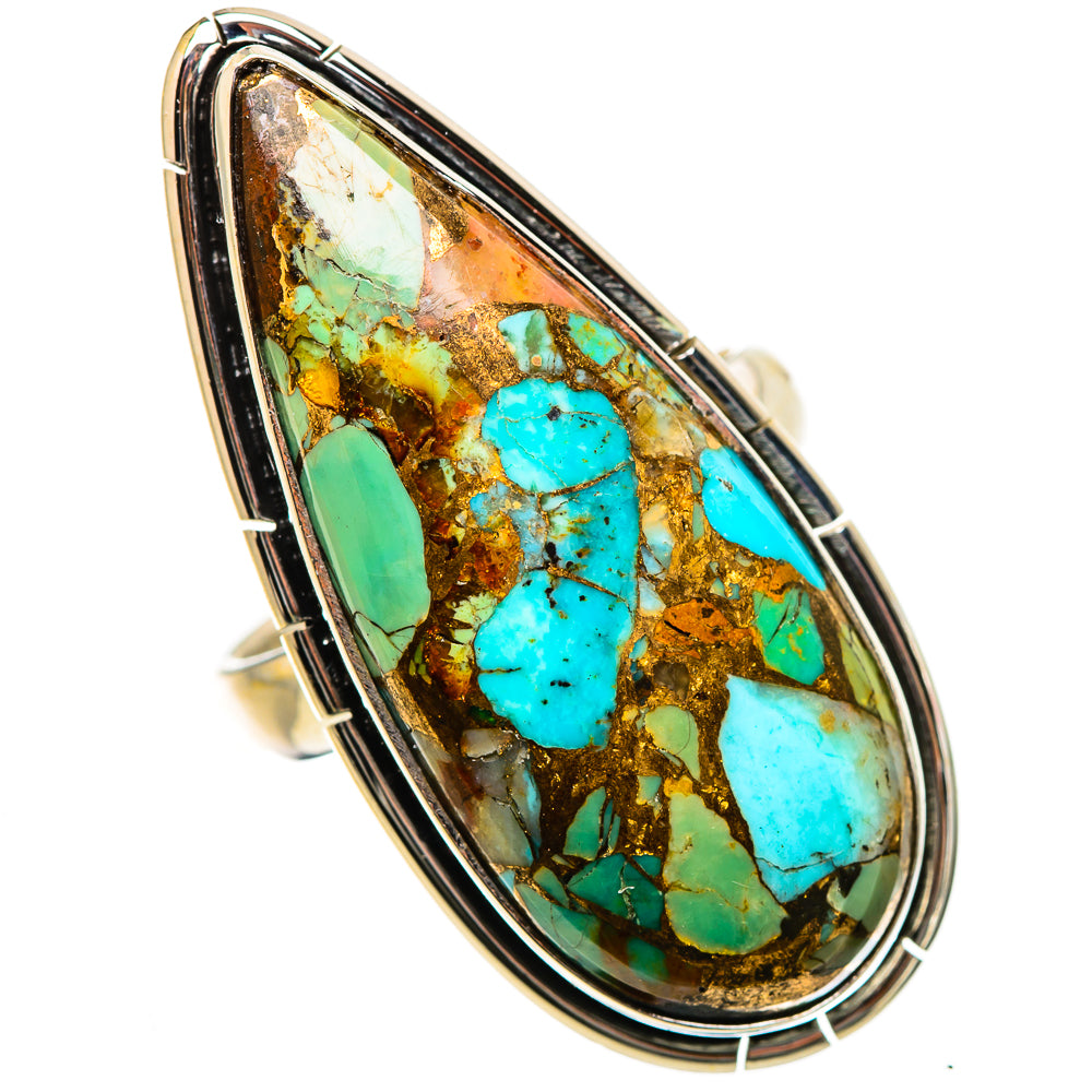 Kingman Mohave Turquoise Rings handcrafted by Ana Silver Co - RING133466 - Photo 2