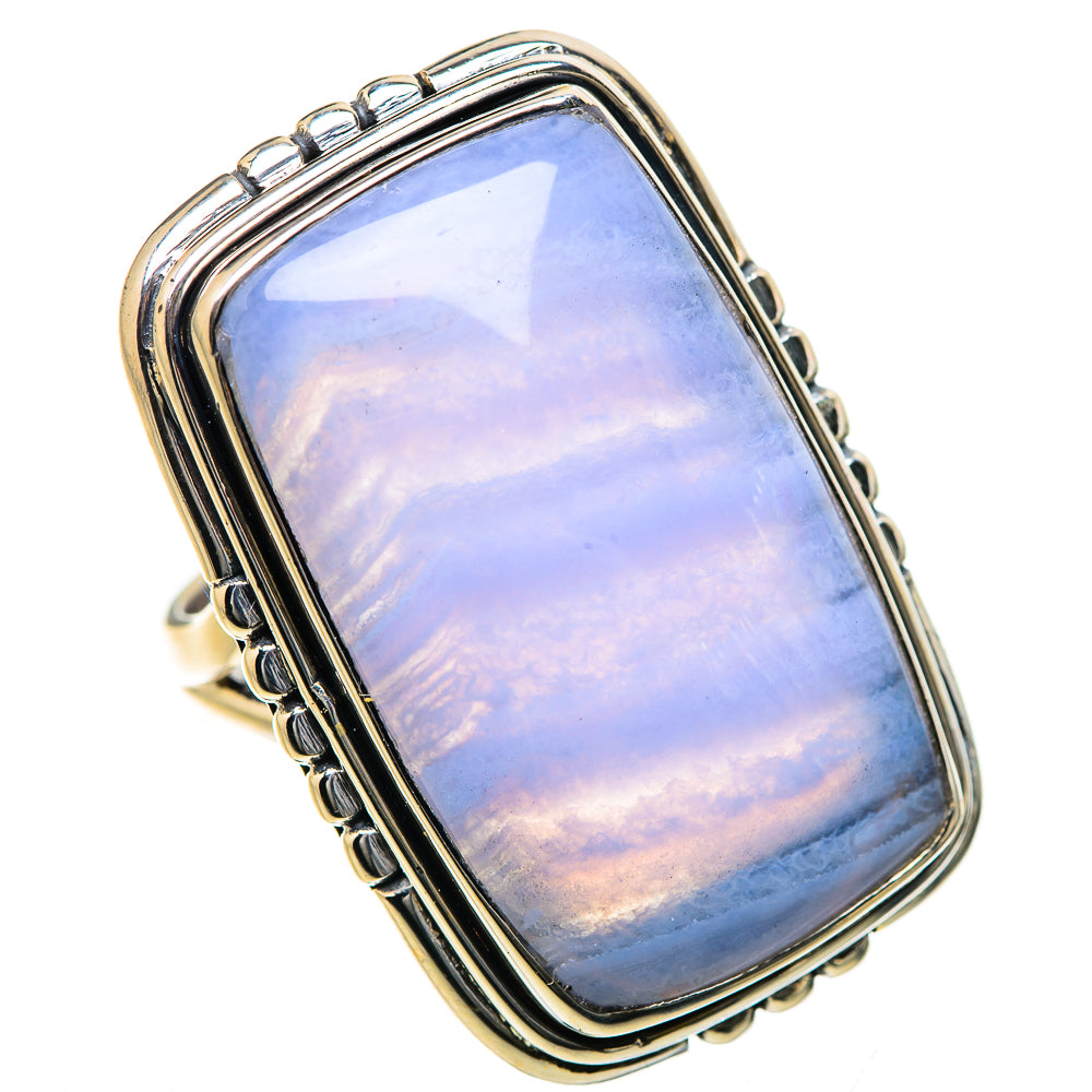 Blue Lace Agate Rings handcrafted by Ana Silver Co - RING133488 - Photo 2