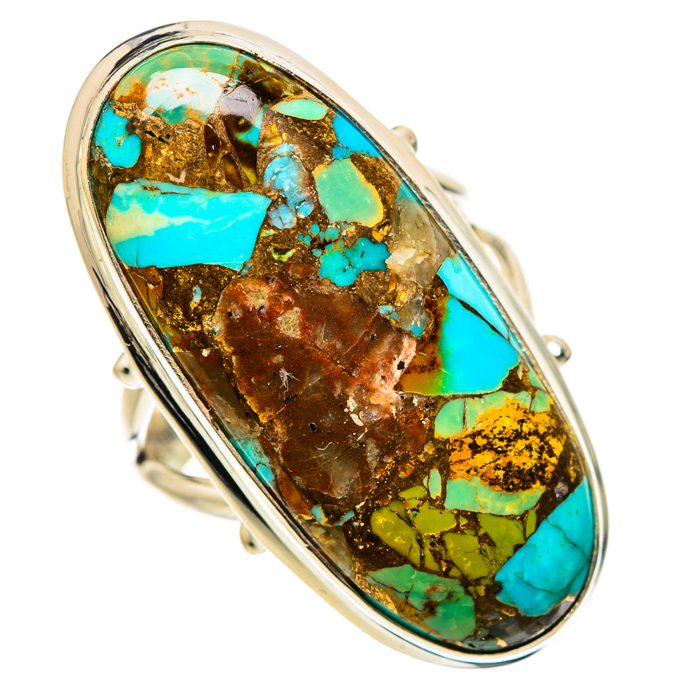 Kingman Mohave Turquoise Rings handcrafted by Ana Silver Co - RING133508 - Photo 2