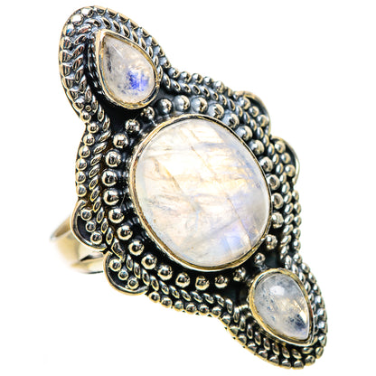 Rainbow Moonstone Rings handcrafted by Ana Silver Co - RING133522 - Photo 2