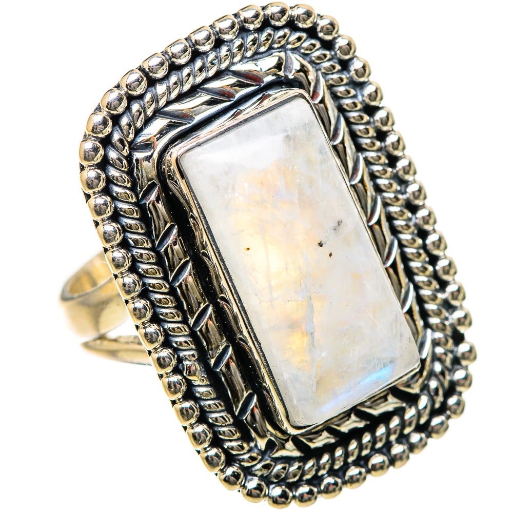 Rainbow Moonstone Rings handcrafted by Ana Silver Co - RING133524 - Photo 2