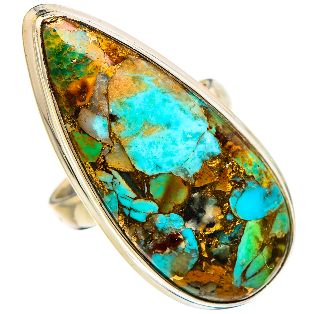 Kingman Mohave Turquoise Rings handcrafted by Ana Silver Co - RING133526 - Photo 2