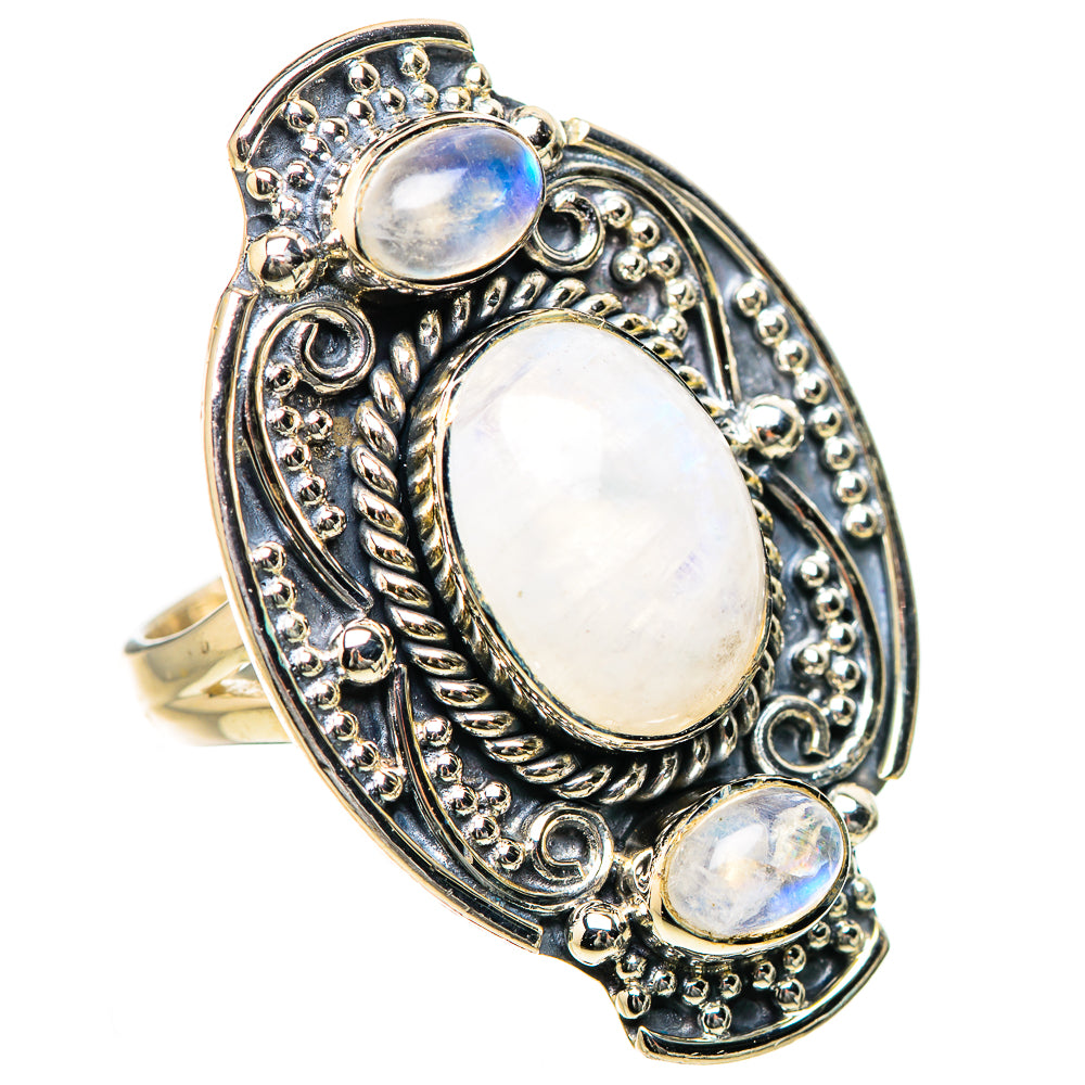 Rainbow Moonstone Rings handcrafted by Ana Silver Co - RING133536 - Photo 2