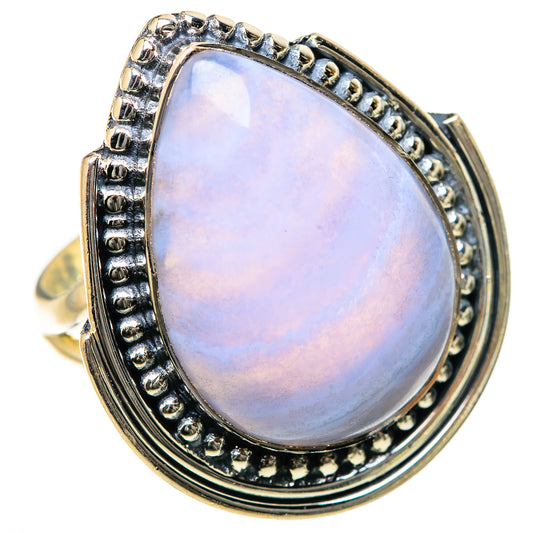 Blue Lace Agate Rings handcrafted by Ana Silver Co - RING133538 - Photo 2