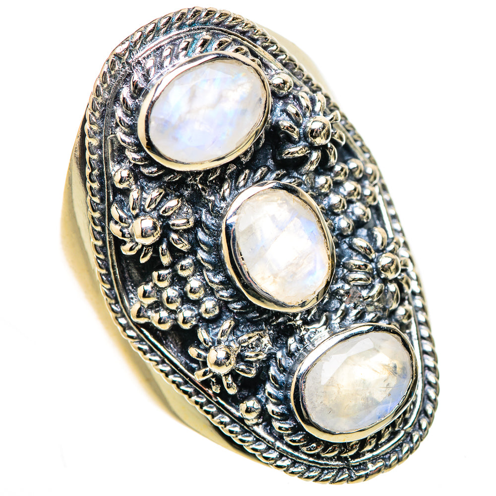 Rainbow Moonstone Rings handcrafted by Ana Silver Co - RING133539 - Photo 2