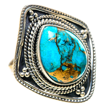 Blue Copper Composite Turquoise Rings handcrafted by Ana Silver Co - RING133546 - Photo 2