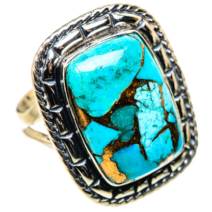 Blue Copper Composite Turquoise Rings handcrafted by Ana Silver Co - RING133563 - Photo 2