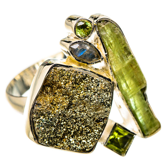 Spectro Pyrite Druzy Rings handcrafted by Ana Silver Co - RING133593 - Photo 2
