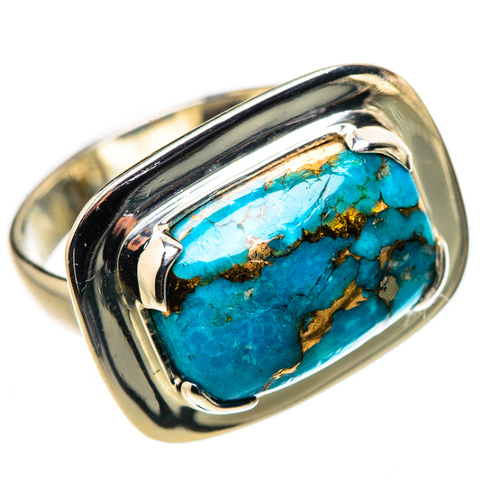 Blue Copper Composite Turquoise Rings handcrafted by Ana Silver Co - RING133601 - Photo 2