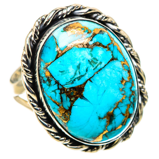 Blue Copper Composite Turquoise Rings handcrafted by Ana Silver Co - RING133637 - Photo 2